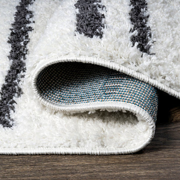 Petra Stripe Geometric Shag Area Rug